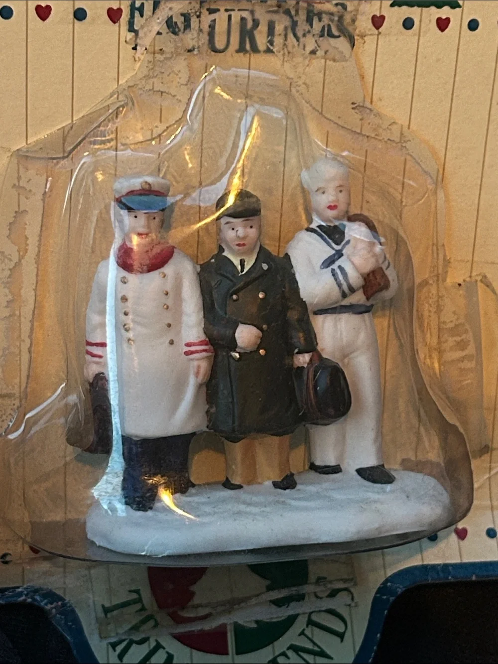 Christmas village trio of serviceman